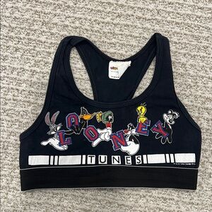 Warner Bros. Black Tank Top with Colorful Looney Tunes Logo